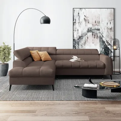 Produktbild von Ecksofa mit Schlaffunktion VINNI L, Eckseite: Links, Farbe: Braun, Stoff: Misterio 28
