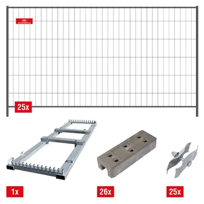 Produktbild von Mobilzaun / Bauzaun - Standard Set - 87,5 lfm - Höhe: 2 m