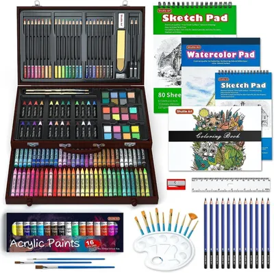 Produktbild von Shuttle Art 186-teiliges Malset Deluxe Malkoffer mit Acrylfarben und Zubehör