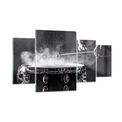 Produktbild von Bilder auf glas - 4 Teile - Trommel Staub Trommel - 160x90cm - Glasbilder - Wandbilder - Bilder - zum Aufhängen bereit - Wanddekoration aus Glas - Glas Bilder - Wandbild auf Glas - GDL160x90-4313