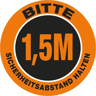 Produktbild von Fußboden-Aufkleber - Rund - "1.5 M - Abstand" (30x30cm) - O/S