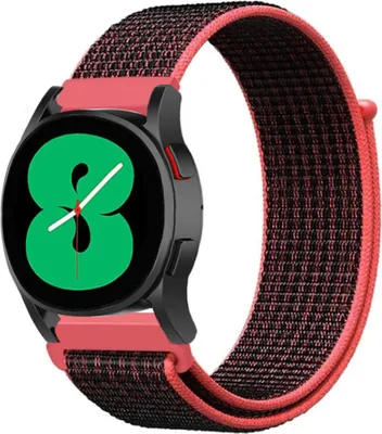 Produktbild von Strap-it Samsung Galaxy Watch 4 - 44mm Nylonarmband (Schwarz/Rot)