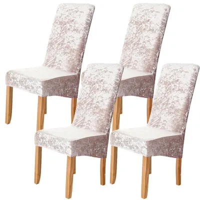 Produktbild von 4er Set Stretch Stuhlhusse Universelle Samt Stuhlbezug Husse für Haus Esszimmer Hochzeit Hotel Restaurant, Rosa