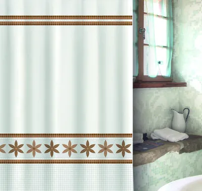 Produktbild von MSV Premium Anti-Schimmel Textil Duschvorhang - Anti-Bakteriell, waschbar, 100% wasserdicht - Polyester, „Olimpo Beige“ 180x200cm –  Spain