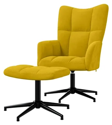 Produktbild von Drehbarer Relaxsessel mit Hocker in Senfgelb aus Samt
