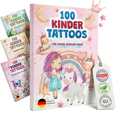 Produktbild von EULENTALER® Tattoos für Kinder [Dermatest ] I 100 hautfreundliche Kindertattoos mit Einhörnern I Mitgebsel Kinder Geburtstag Mädchen