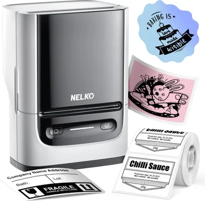 Immagine prodotto di Stampante per etichette Nelko PM220, 2 pollici, Bluetooth, termica, autoadesiva, compatibile con iOS/Android, vendita al dettaglio, bianca
