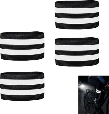 Produktbild von 4 Stück Fahrrad-Reflektoren, reflektierendes elastisches Band mit Klettverschluss, reflektierendes Band für Radfahrer