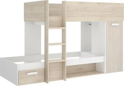 Immagine prodotto di Dmora Composizione Camera da Letto Pinus 111.7x245.8x150h cm Bianco Rovere, Reversibile un Cassetto