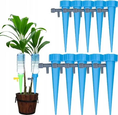Produktbild von Bewässerungssystem - 10 Stück Automatisch Bewässerung Set, Instellbar Einfaches Zum Gießen,Perfekt für Garten Pflanzen Bewässerung Blumen Gewächshäuser und Urlaub Blau