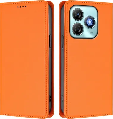Immagine prodotto di Custodia in pelle per ZTE Blade A75 4G, custodia magnetica in Finto cuoio con supporto Arancione