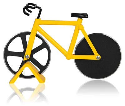 Fahrrad-Pizzaschneider, doppelter Edelstahl, super scharf, gelb