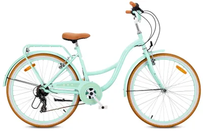 Obrázok produktu pre Detský bicykel SUN BABY Heart Bike pre dievčatá, 26 palcov, 7 rýchlostí Shimano, V-brzdy, nosič batožiny, odrazky (zelený, 26 palcov)