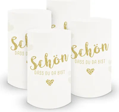 Produktbild von itenga 6x Windlicht Schön dass du da bist currygelb 10cm