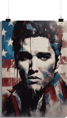 Produktbild von Musik Poster - Elvis Presley Poster - Musiklegende Poster - Flagge Poster - 51x71cm - Perfekt zum Einrahmen