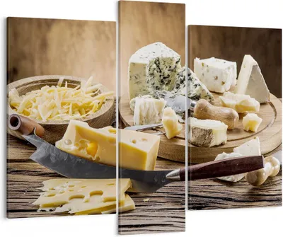 Produktbild von Bild auf Leinwand - Leinwandbild - Käse Schreibtisch Essen Essen - 95x80cm - Wand Bild - Wanddeko - Leinwanddruck - Bilder - Kunstdruck - Wanddekoration - Leinwand bilder - Wandkunst - CB95x80-2870