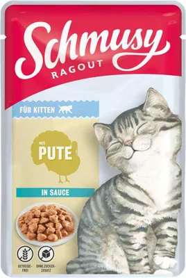 Produktbild von Schmusy Ragout Kitten Pute Sauce, 22 x 100 g, Kitten, Türkei, 100 g, Getreidefrei