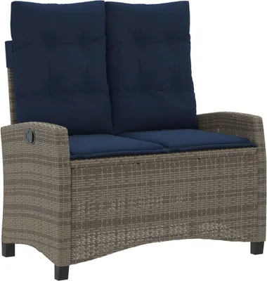 Produktbild von vidaXL Gartenbank Verstellbar mit Kissen Grau Poly Rattan