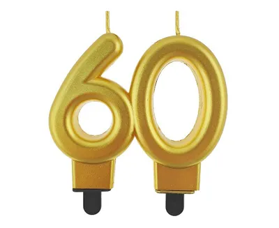 Produktbild von Tortenkerze 60 Metallic GOLD Geburtstag 8cm
