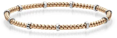 Produktbild von 2mm Cubic-Armband mit Rollo elastisch 750 Gold Rotgold Weißgold stretch flexibel