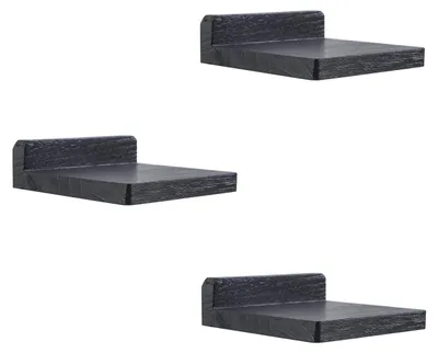 Image de Mini-étagère murale pour petits objets, petites étagères murales, 12,7 x 10 x 4 cm, étagères murales en bois suspendues, décoration de chambre (noir, lot de 3)