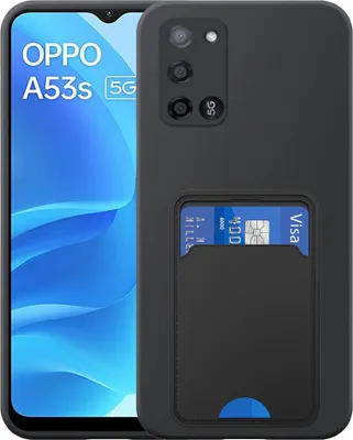 Zdjęcie produktu dla Etui na telefon Oppo A53s 5G z uchwytem na kartę TPU - elastyczne etui na tył z silikonu TPU z kieszenią na kartę - czarne - Smartphonica