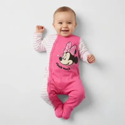 Produktbild von Disney Minnie Maus Baby Kleinkind Strampler Einteiler – Rosa / 86