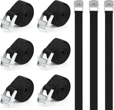 Image de Ensemble de 6 sangles élastiques robustes | Sangles de sécurité réglables pour vélo, voiture et camping