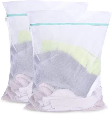 Image de 2 sacs à linge raffinés, 61 x 81 cm, avec fermeture à glissière, grands sacs à linge