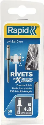 Produktbild von Rapid 5000396, Blindniete, Edelstahl, Stahl, Edelstahl, RP40, RP100, 4,8 mm, 4,8 mm