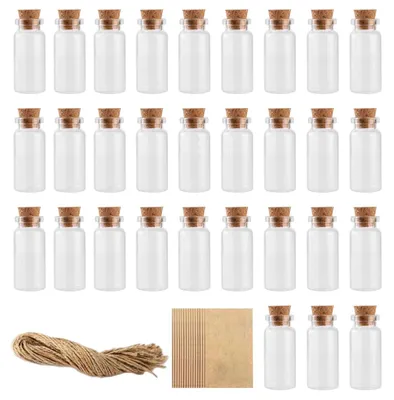 Imagen del producto de Botellas Mini de Vidrio de 10 ml con Tapón de Corcho - Botellas para Decoración y Bodas