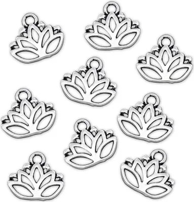 Produktbild von 50 Charm-Anhänger Lotus-Blüte 17 x 14 mm silbern Kettenanhänger Geschenkanhänger