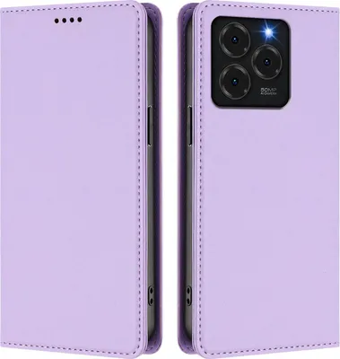 Image de Etui en cuir pour Ulefone Note 20 Pro, étui magnétique en cuirPolyuréthaneavec support Violet clair