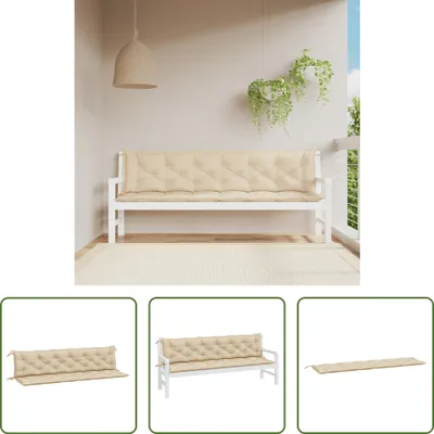 Imagen del producto de Cojines para banco de jardín, 2 unidades, color beige, 200x50x7 cm, tejido Oxford