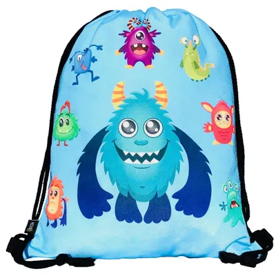 Immagine prodotto di HECKBO Sacca sportiva per bambini con motivo mostri | Sacca palestra per bambini e bambine | Sacca con coulisse per asilo, scuola e sport, 40 × 32 cm