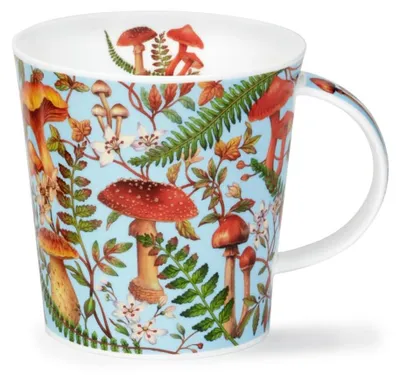 Fine Bone China Mok, 0,48 l, Pilzmotiv, Blau, 104 mm