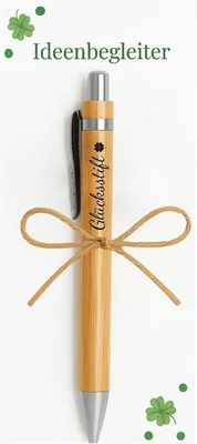 Productafbeelding van Bamboe-geluksstiften - 10-delig - Balpen met boodschap geluksstift - Cadeaustiften - IdeeÃ«nbegeleider en cadeautje