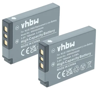 Produktbild von vhbw 2x Akku kompatibel mit Kodak EasyShare V1003, M380, M381, M420, V803, Z950 Kamera (700 mAh, 3,6 V, Li-Ion)