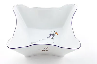 Produktbild von Quadratische Schale 14 cm, Gänse, tschechisches Porzellan, Leander