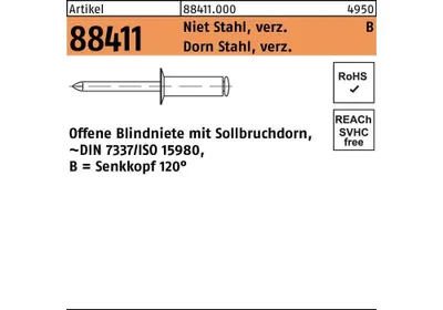 Produktbild von Reyher  Offene Blindniete verz. SEKO B 5x25 (250 Stück)
