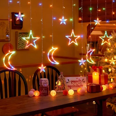 Weihnachts-Lichtvorhang 3x3 m, RGB, 120 LEDs, Fernbedienung, Timer
