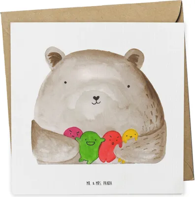 Produktbild von Mr. & Mrs. Panda Glückwunschkarte Bär Gefühl - Weiß - Geschenk, Grußkarte, Klappkarte, faltkarte, doppelkarte, anlasskarte, Durchgedreht, Verrückt, Wahnsinn, Teddy