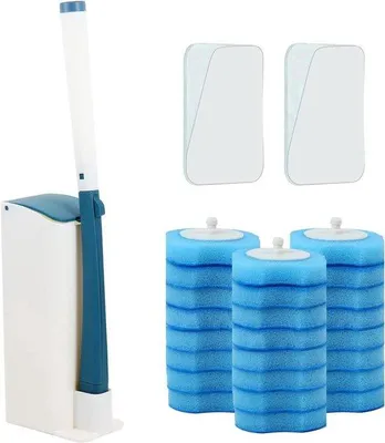 Image de Kit de nettoyage pour WC avec support et têtes de nettoyage - Système de nettoyage pour WC - 24 pièces