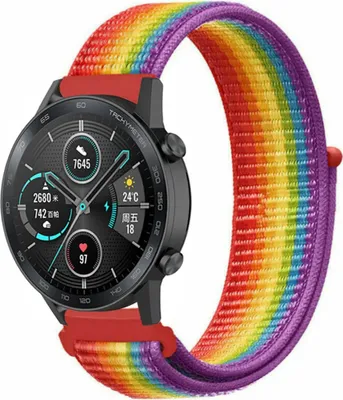 Produktbild von Strap-it Honor Magic Watch 2 Nylonarmband (Regenbogen)