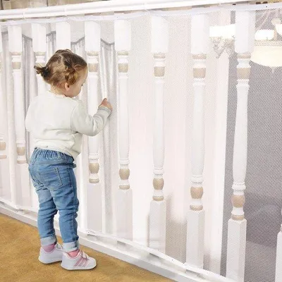 Obrázek produktu pro Ibenzoa® Bezpečnostní síť pro schodiště a balkon – ochrana pro děti a domácí zvířata, 300 x 77 cm (3 m), odolný, odolný vůči povětrnostním vlivům materiál, včetně nylonových stahovacích popruhů a lan