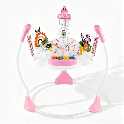 Produktbild von KOMFOTTEU Lauflernhilfe für Babys, Lauflernhilfe in 3 Höhen verstellbar, mit 6 interaktiven Spielzeugen, Licht und Musik und drehbarem Spieltisch, Lauflernhilfe für Babys ab 6 Monaten (Rosa)