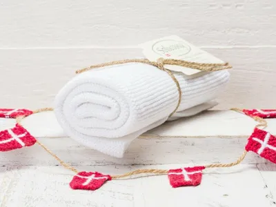 Produktbild von Solwang Küchentuch WEISS gestrickt Putztuch Handtuch Geschirrtuch Gästehandtuch