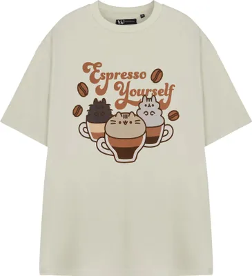 Produktbild von Pusheen - "Espresso Yourself" T-Shirt für Damen, kurzärmlig NS9035 (3XL) (Haferflocken)