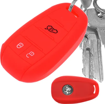 Produktbild von Auto Schlüssel Hülle Silikon Schutz Cover Rot kompatibel mit ALFA Romeo Giulia Stelvio Giulietta 3 Tasten KEYLESS SMARTKEY