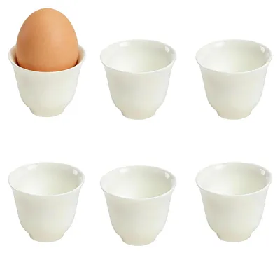 6er-Set Porzellan-Eierbecher, 40 ml, weiß, stapelbar